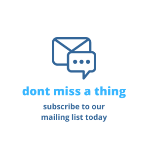 emoji of a blue envelope and speech bubble asking web visitors to sign up to our mailing list 