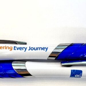 image of 2 ED society pens which are blue white and orange in design with the EDS logo